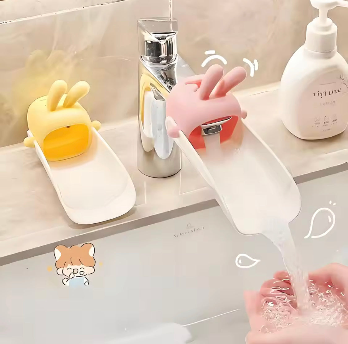 Cute Cartoon Rabbit Faucet Extender, Silicone Splash Proof Hand Washing Helper, Splash Proof Faucet Extender Cute Cartoon Rabbit Faucet Extender, Silicone Splash Proof Hand Washing Helper, Splash Proof Faucet Extender